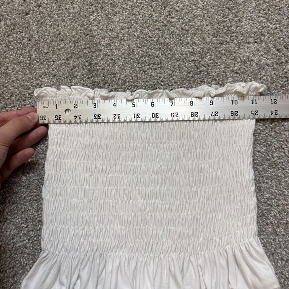 Ivy + Main Tube Top Womens Small White Smocked Strapless Ruffle Bandeau Stretch - Picture 5 of 6